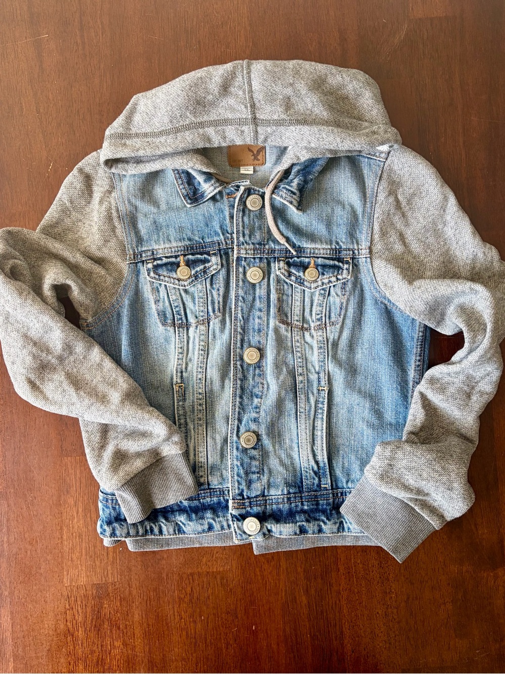 American Eagle Outfitters Hybrid Jean Jacket with Hood, Size S - Picture 2 of 4